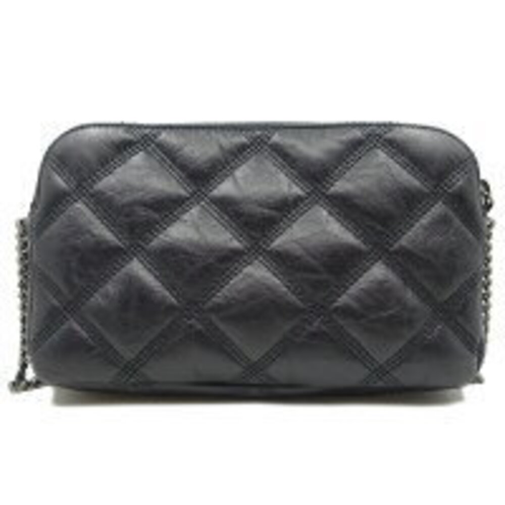 Saint Laurent Becky Double Zip Clutch Chain Shoulder Bag Leather Black - Picture 2 of 6